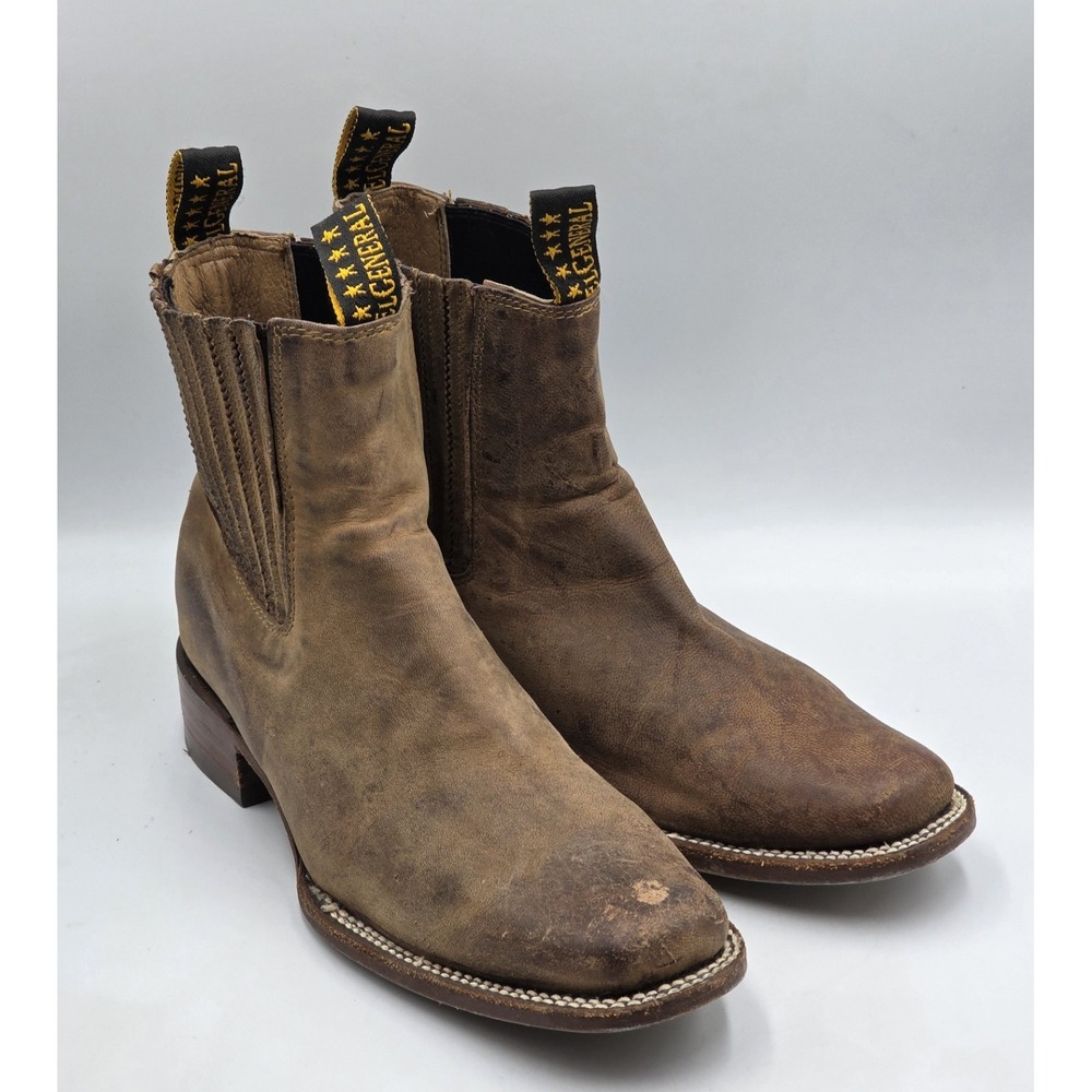 El General Mens MX 26 US 8 Western Chelsea Boots Square Toe Leather Botines